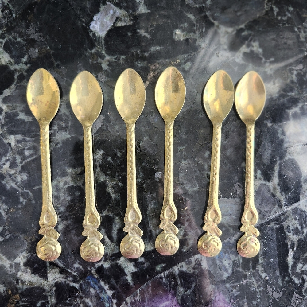 vintage brass Turkish tea Set - Picture 3 of 9